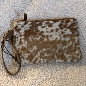 Myra Bag Hair on cowhide wristlet